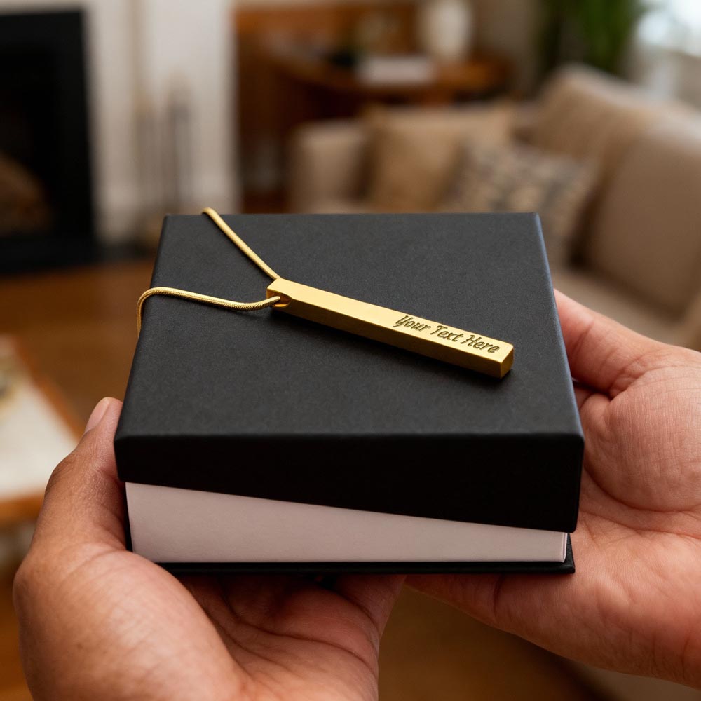 PERSONALIZED 4-SIDED ENGRAVED STICK NECKLACE