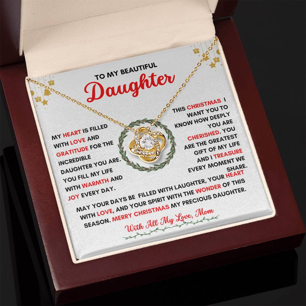 TO MY DAUGHTER | CHRISTMAS WREATH | FROM MOM | LOVE KNOT NECKLACE