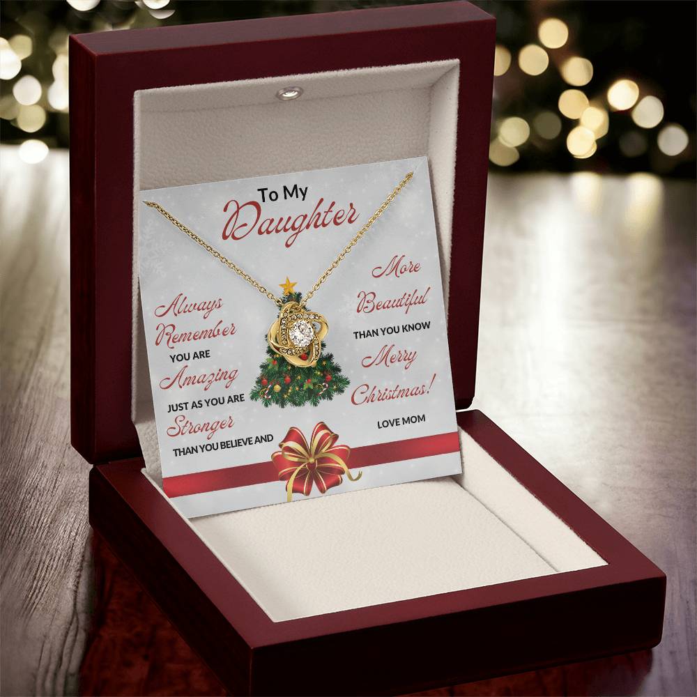 TO DAUGHTER | MERRY CHRISTMAS | FROM MOM | LOVE KNOT NECKLACES
