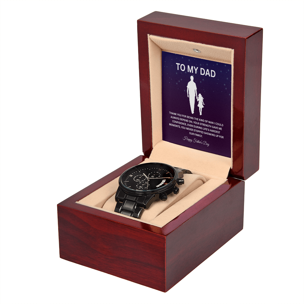 TO MY DAD | HAPPY FATHER'S DAY | BLACK CHRONOGRAPH WATCH