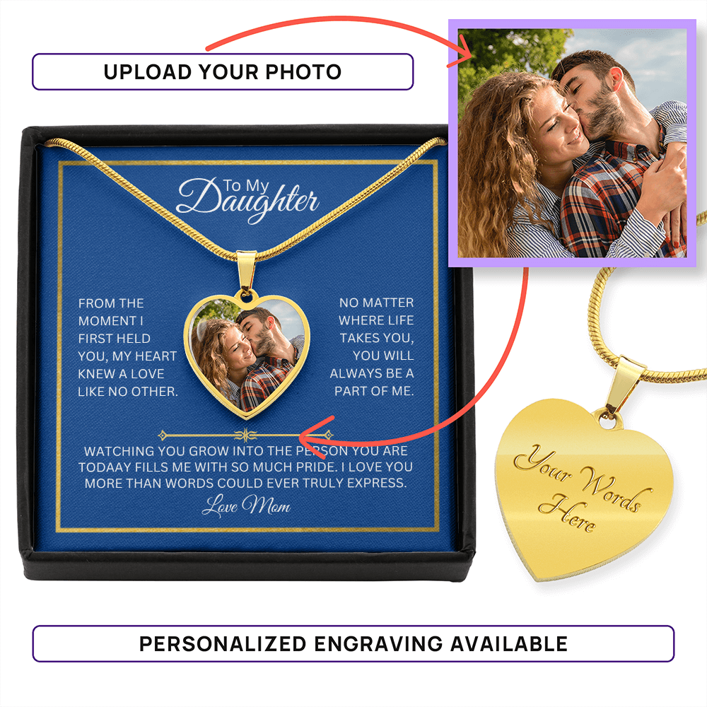 TO MY DAUGHTER | LOVE MOM | PERSONALIZED HEART NECKLACE