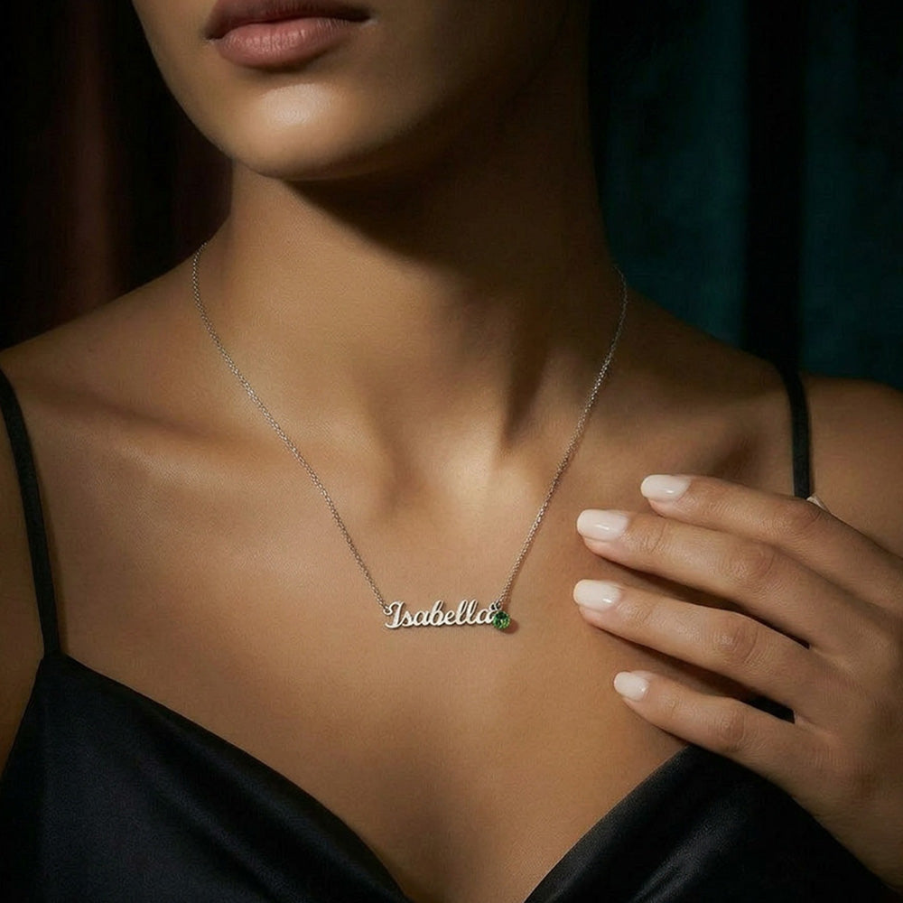 PERSONALIZED NAME NECKLACE WITH BIRTHSTONE