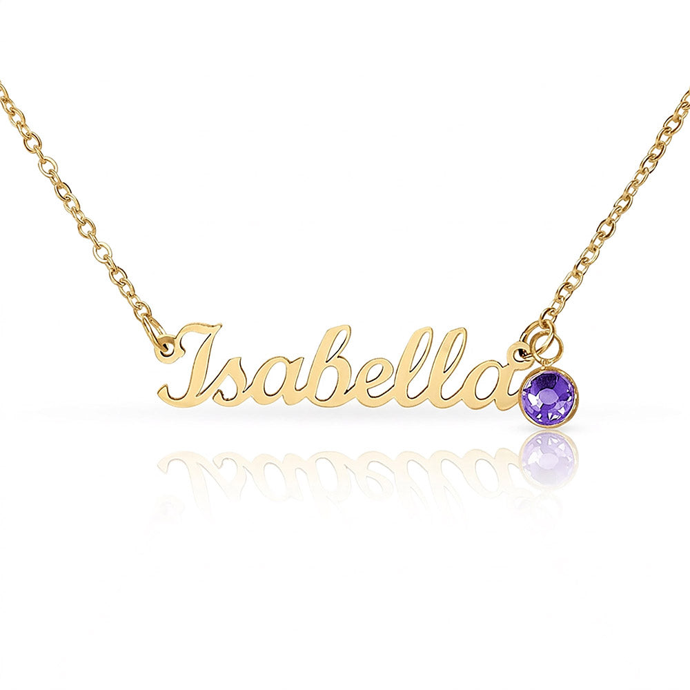 PERSONALIZED NAME NECKLACE WITH BIRTHSTONE