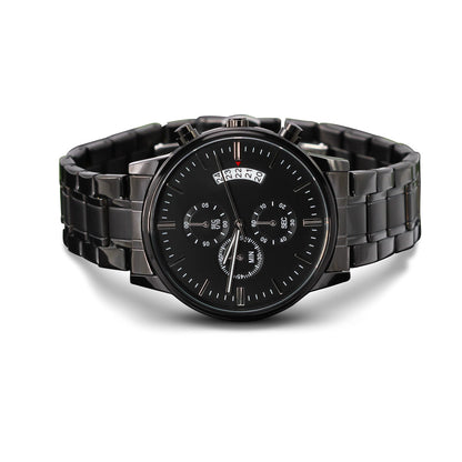 PERSONALIZED ENGRAVED BLACK CHRONOGRAPH WATCH