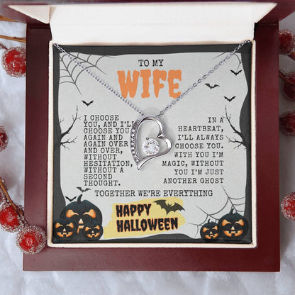 TO MY WIFE | HAPPY HALLOWEEN BATS AND PUMPKINS | FOREVER LOVE NECKLACE