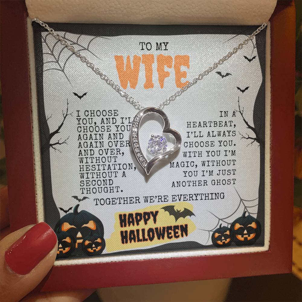 TO MY WIFE | HAPPY HALLOWEEN BATS AND PUMPKINS | FOREVER LOVE NECKLACE