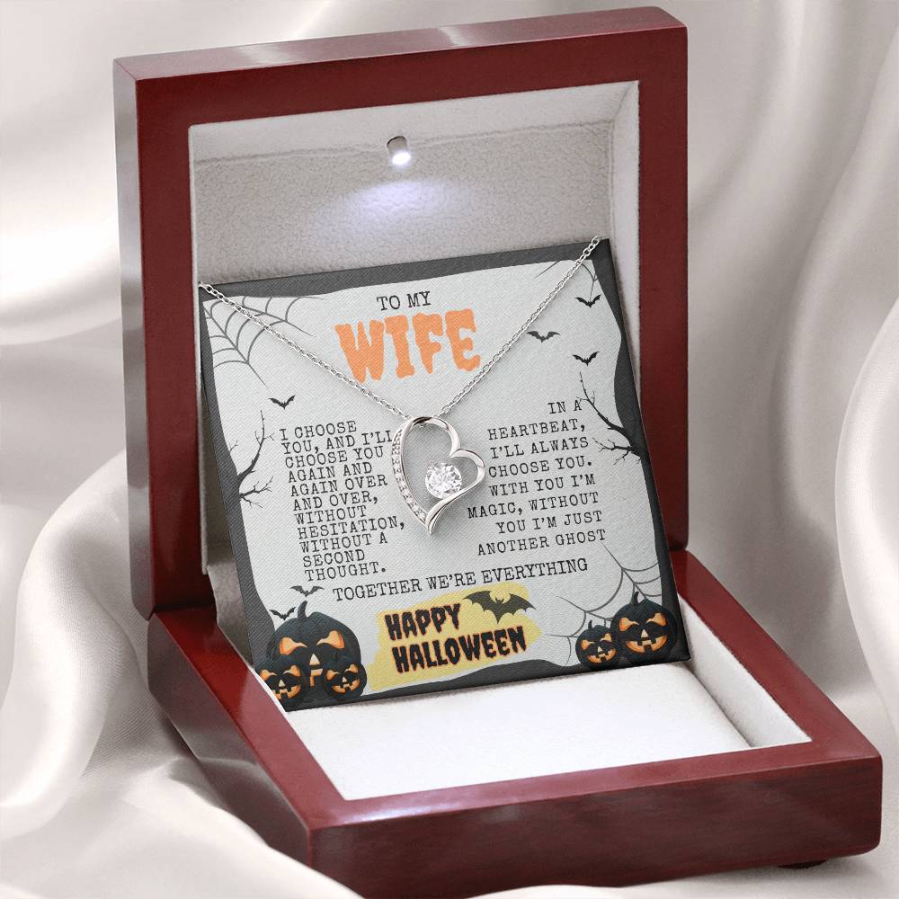 TO MY WIFE | HAPPY HALLOWEEN BATS AND PUMPKINS | FOREVER LOVE NECKLACE