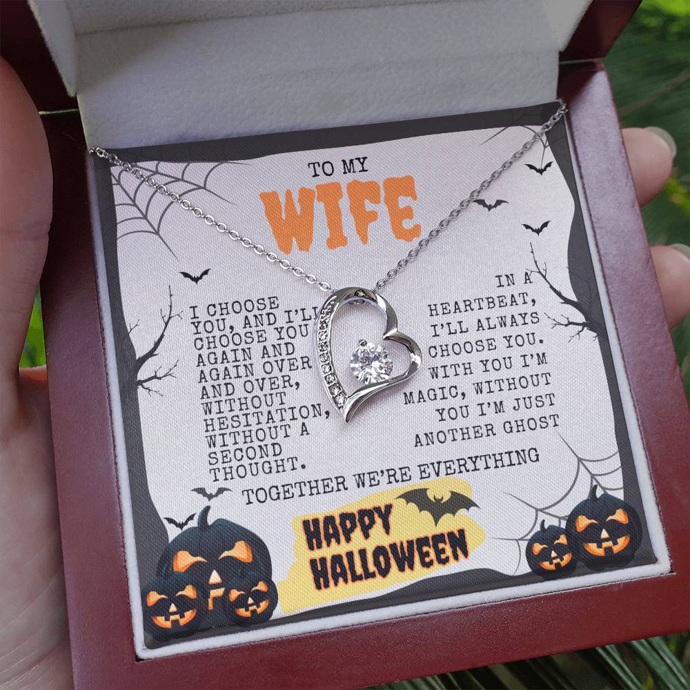 TO MY WIFE | HAPPY HALLOWEEN BATS AND PUMPKINS | FOREVER LOVE NECKLACE