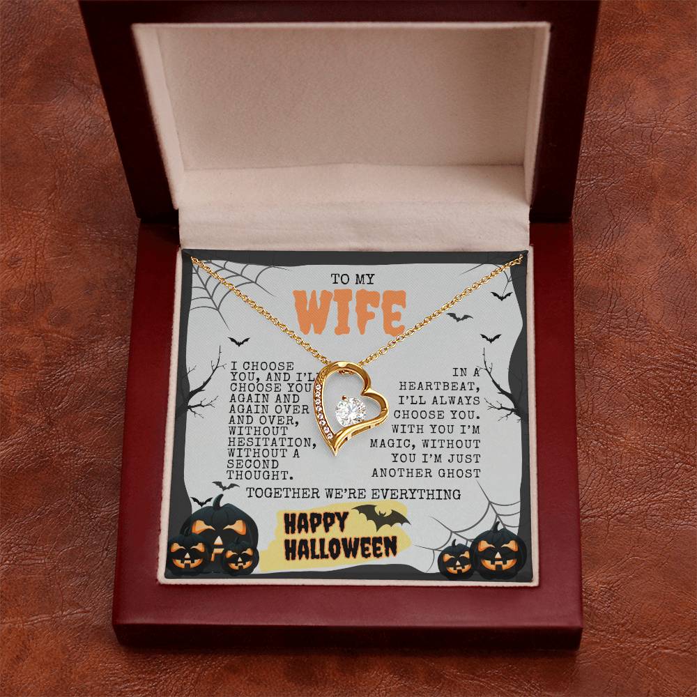 TO MY WIFE | HAPPY HALLOWEEN BATS AND PUMPKINS | FOREVER LOVE NECKLACE