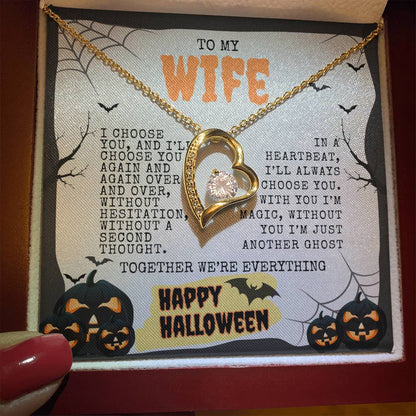 TO MY WIFE | HAPPY HALLOWEEN BATS AND PUMPKINS | FOREVER LOVE NECKLACE