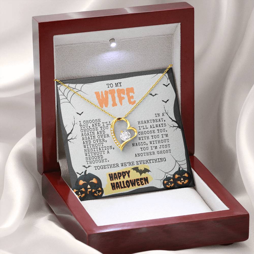TO MY WIFE | HAPPY HALLOWEEN BATS AND PUMPKINS | FOREVER LOVE NECKLACE
