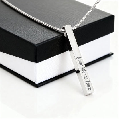 PERSONALIZED 4-SIDED ENGRAVED STICK NECKLACE