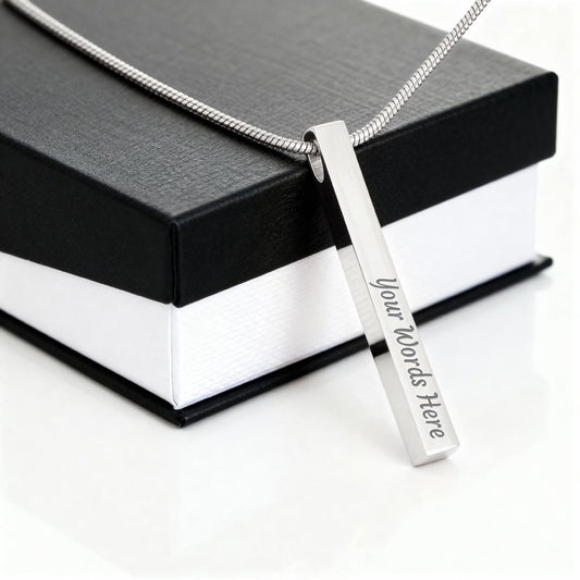 PERSONALIZED 4-SIDED ENGRAVED STICK NECKLACE