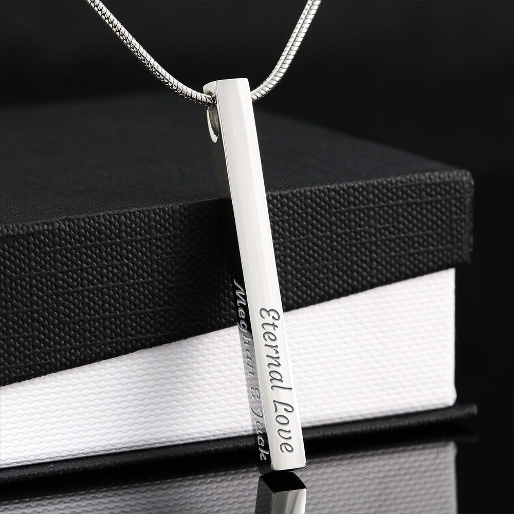 PERSONALIZED 4-SIDED ENGRAVED STICK NECKLACE