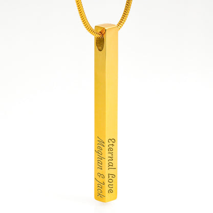 PERSONALIZED 4-SIDED ENGRAVED STICK NECKLACE