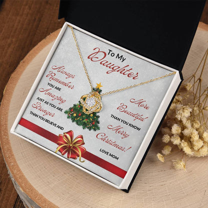 TO DAUGHTER | MERRY CHRISTMAS | FROM MOM | LOVE KNOT NECKLACES