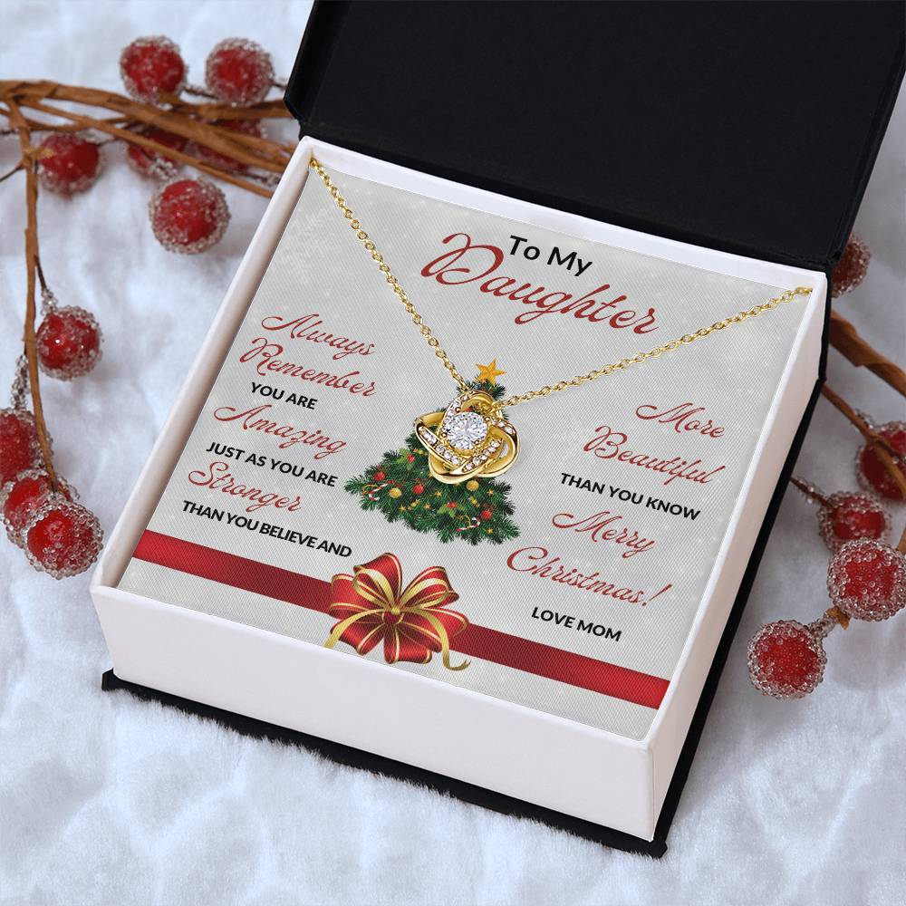 TO DAUGHTER | MERRY CHRISTMAS | FROM MOM | LOVE KNOT NECKLACES
