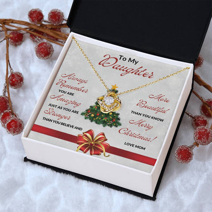 TO DAUGHTER | MERRY CHRISTMAS | FROM MOM | LOVE KNOT NECKLACES