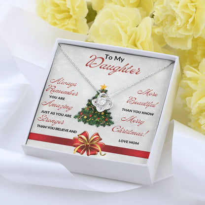 TO DAUGHTER | MERRY CHRISTMAS | FROM MOM | LOVE KNOT NECKLACES