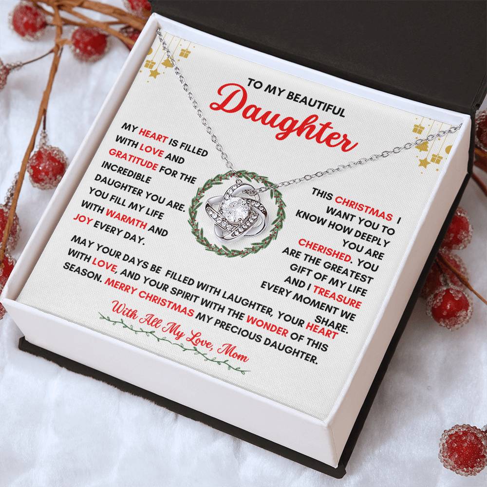 TO MY DAUGHTER | CHRISTMAS WREATH | FROM MOM | LOVE KNOT NECKLACE