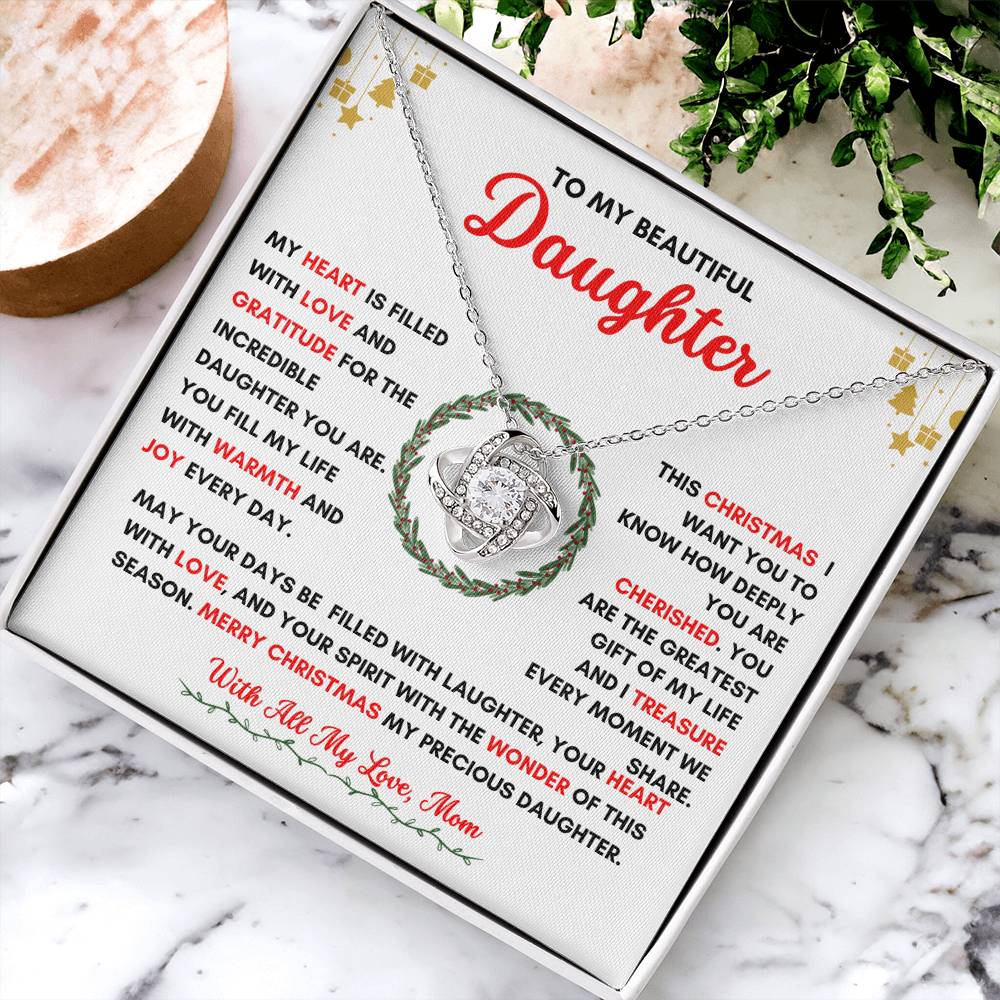 TO MY DAUGHTER | CHRISTMAS WREATH | FROM MOM | LOVE KNOT NECKLACE