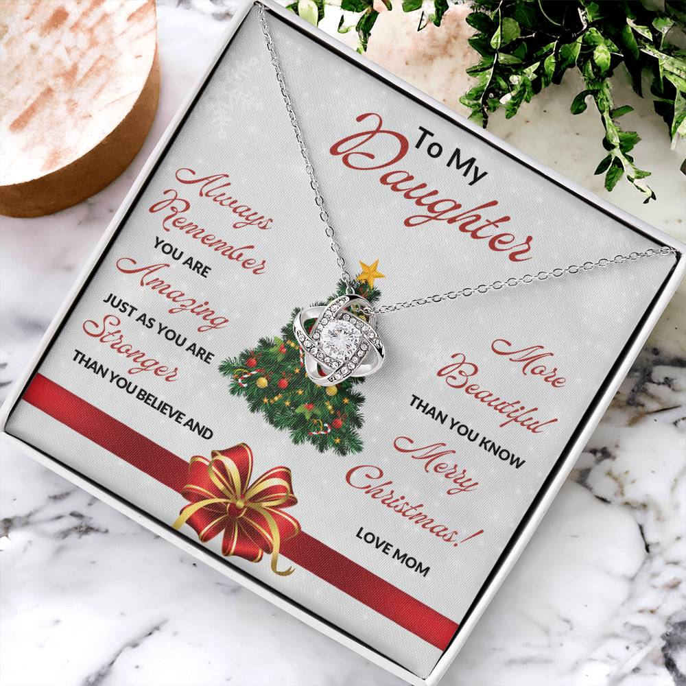 TO DAUGHTER | MERRY CHRISTMAS | FROM MOM | LOVE KNOT NECKLACES