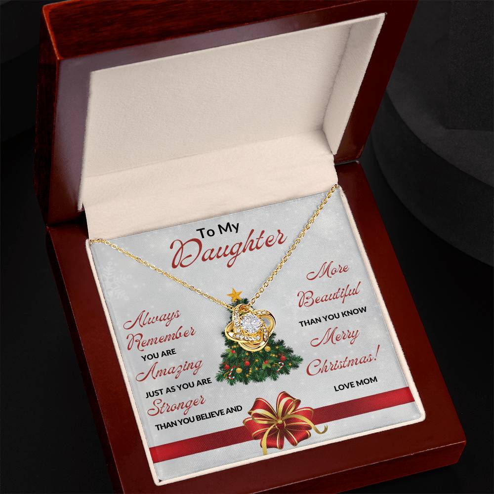 TO DAUGHTER | MERRY CHRISTMAS | FROM MOM | LOVE KNOT NECKLACES