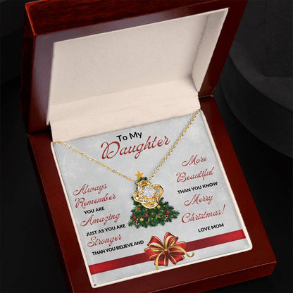 TO DAUGHTER | MERRY CHRISTMAS | FROM MOM | LOVE KNOT NECKLACES