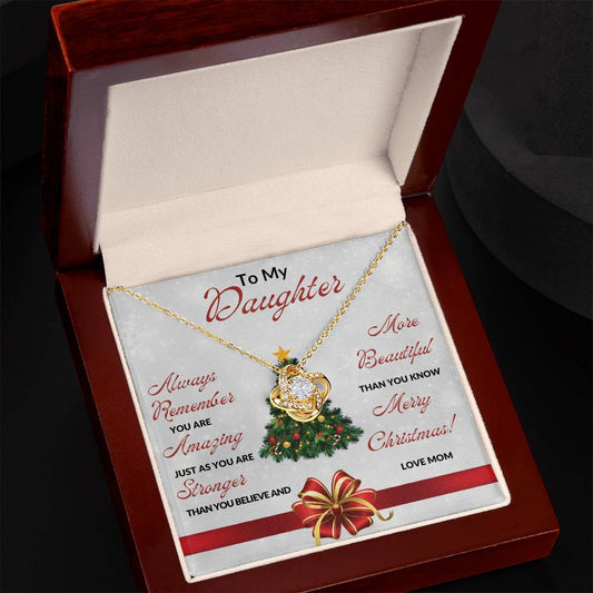TO DAUGHTER | MERRY CHRISTMAS | FROM MOM | LOVE KNOT NECKLACES