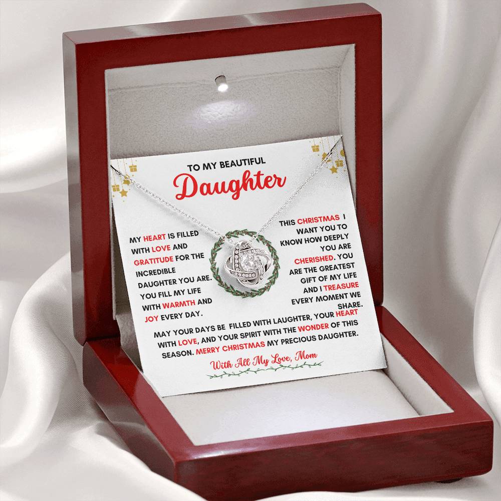 TO MY DAUGHTER | CHRISTMAS WREATH | FROM MOM | LOVE KNOT NECKLACE
