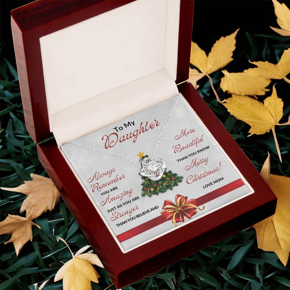 TO DAUGHTER | MERRY CHRISTMAS | FROM MOM | LOVE KNOT NECKLACES