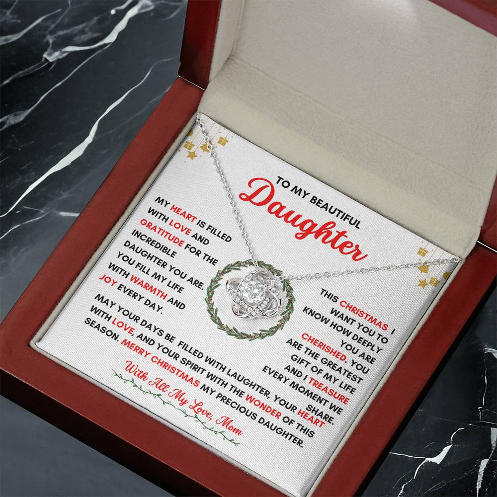 TO MY DAUGHTER | CHRISTMAS WREATH | FROM MOM | LOVE KNOT NECKLACE