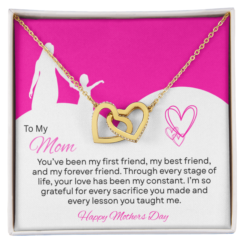 TO MY MOM | HAPPY MOTHER'S DAY | INTERLOCKING HEARTS NECKLACE