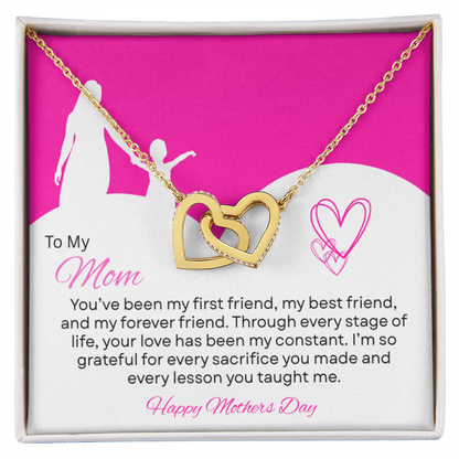TO MY MOM | HAPPY MOTHER'S DAY | INTERLOCKING HEARTS NECKLACE