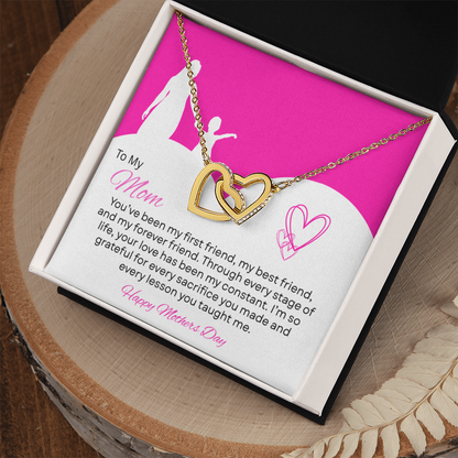 TO MY MOM | HAPPY MOTHER'S DAY | INTERLOCKING HEARTS NECKLACE