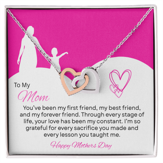 TO MY MOM | HAPPY MOTHER'S DAY | INTERLOCKING HEARTS NECKLACE