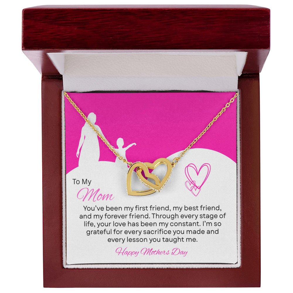 TO MY MOM | HAPPY MOTHER'S DAY | INTERLOCKING HEARTS NECKLACE
