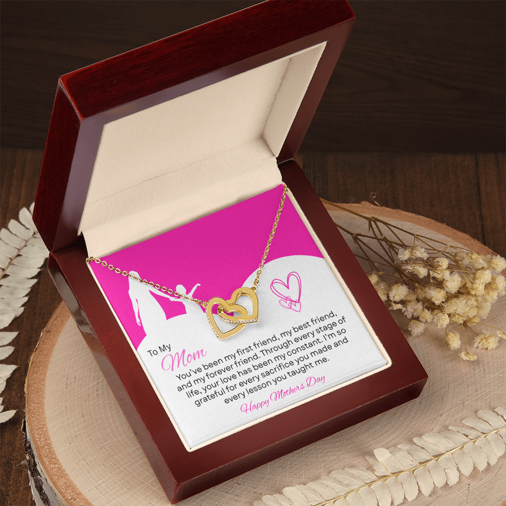 TO MY MOM | HAPPY MOTHER'S DAY | INTERLOCKING HEARTS NECKLACE