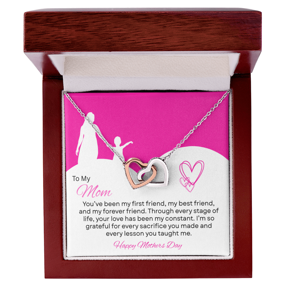 TO MY MOM | HAPPY MOTHER'S DAY | INTERLOCKING HEARTS NECKLACE