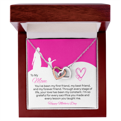 TO MY MOM | HAPPY MOTHER'S DAY | INTERLOCKING HEARTS NECKLACE