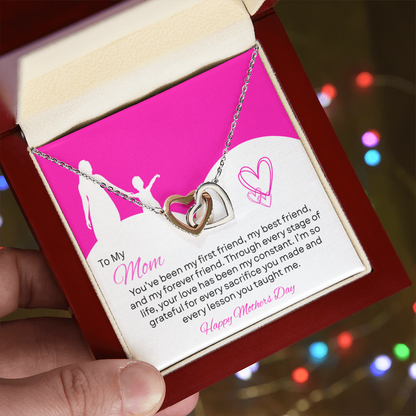 TO MY MOM | HAPPY MOTHER'S DAY | INTERLOCKING HEARTS NECKLACE