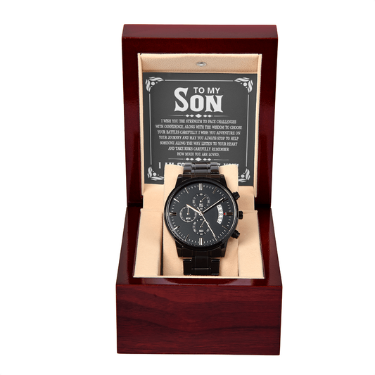 TO MY SON | I AM SO PROUD OF YOU | BLACK CHRONOGRAPH WATCH