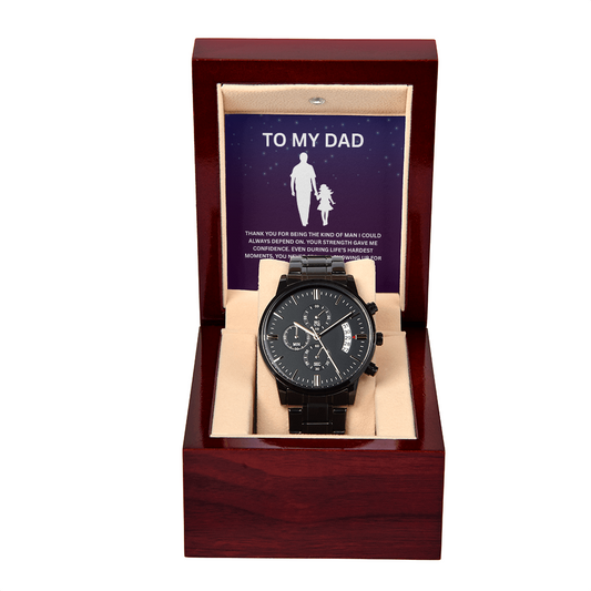 TO MY DAD | HAPPY FATHER'S DAY | BLACK CHRONOGRAPH WATCH