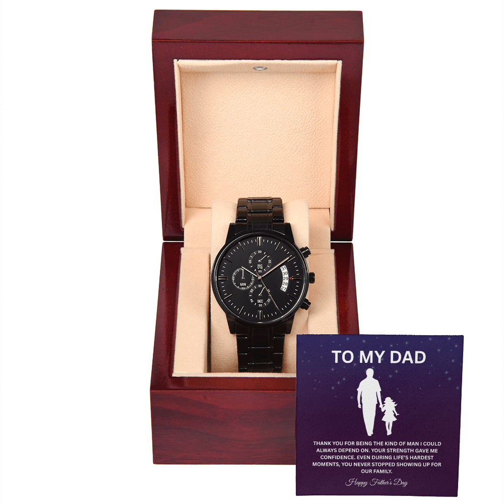 TO MY DAD | HAPPY FATHER'S DAY | BLACK CHRONOGRAPH WATCH
