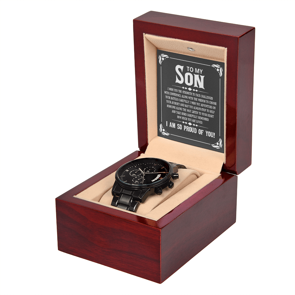 TO MY SON | I AM SO PROUD OF YOU | BLACK CHRONOGRAPH WATCH