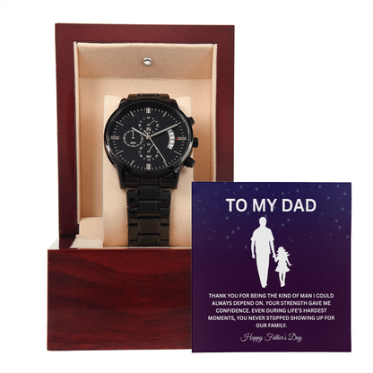 TO MY DAD | HAPPY FATHER'S DAY | BLACK CHRONOGRAPH WATCH