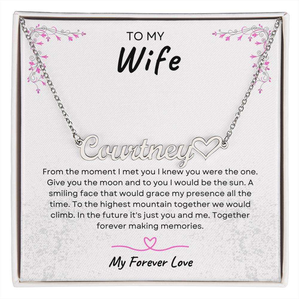 TO MY WIFE | TOGETHER FOREVER | PERSONALIZED HEART NAME NECKLACE