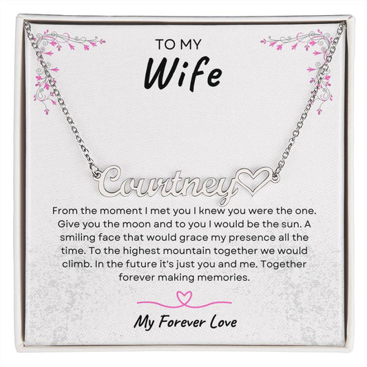 TO MY WIFE | TOGETHER FOREVER | PERSONALIZED HEART NAME NECKLACE