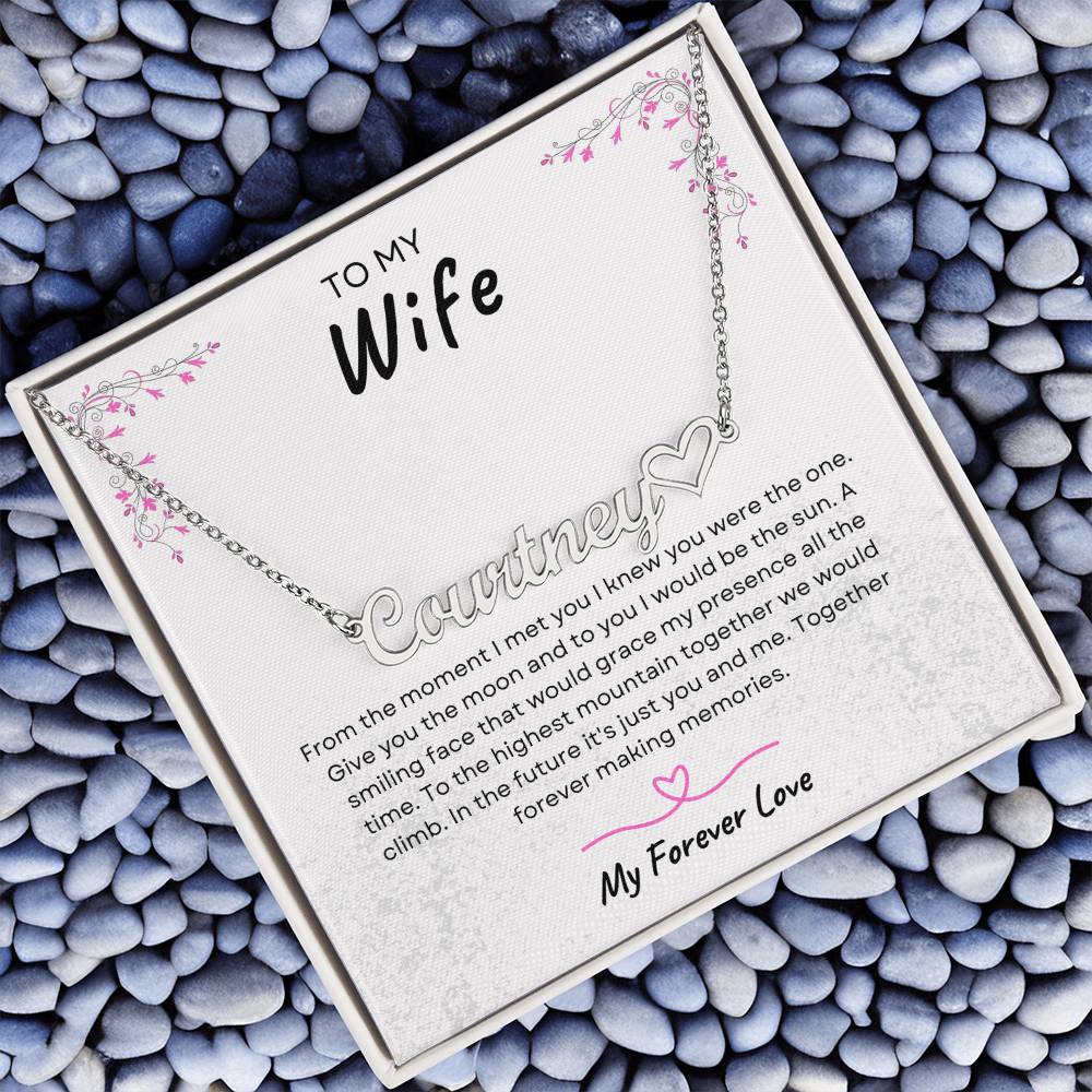 TO MY WIFE | TOGETHER FOREVER | PERSONALIZED HEART NAME NECKLACE