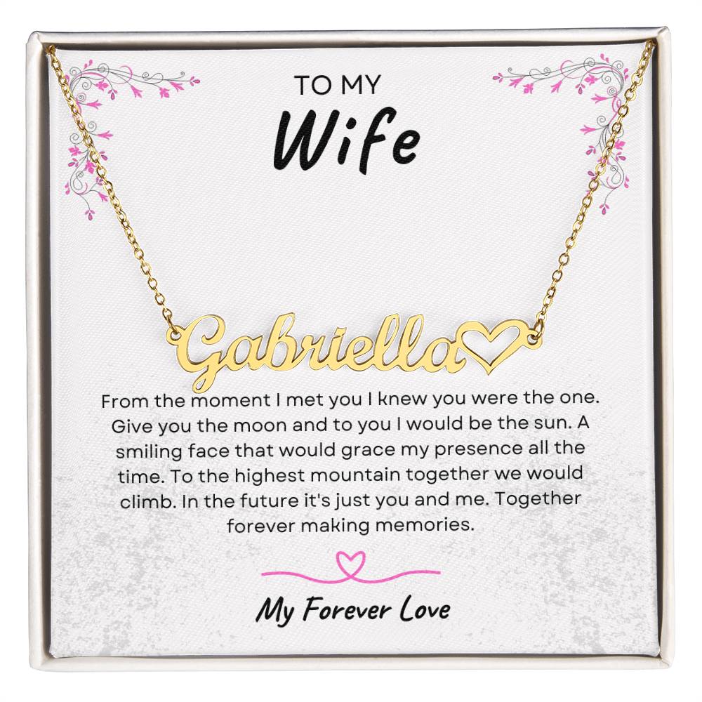 TO MY WIFE | TOGETHER FOREVER | PERSONALIZED HEART NAME NECKLACE